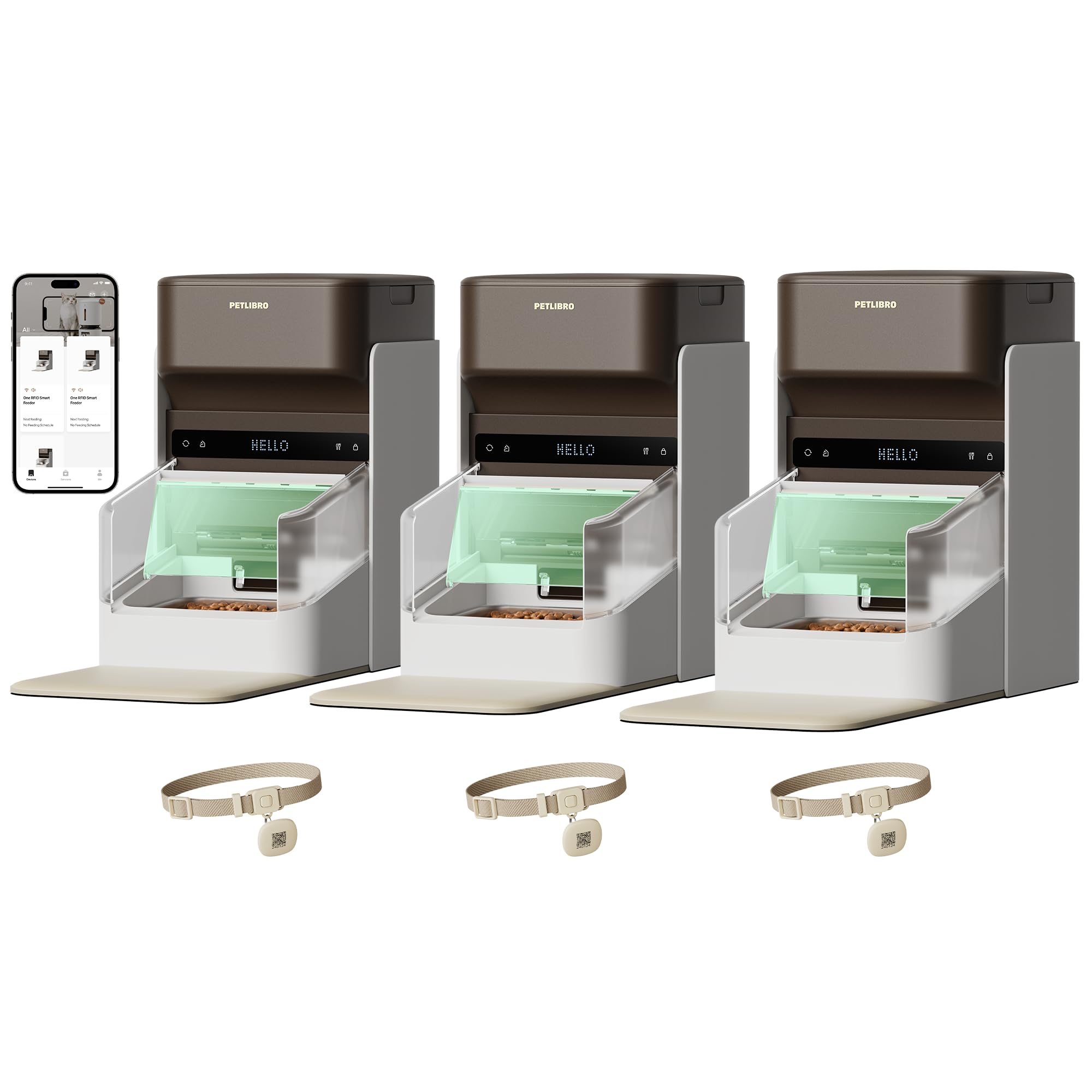 PETLIBRO RFID Automatic Cat Feeder, Collar Tag Activated Personal Meals, 5G Wi-Fi Multiple Cats Feeder for 3 Cats, App Control Cat Food Dispenser for Pets with Different Diets