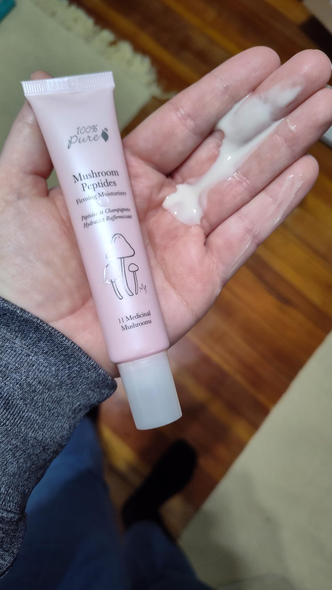 100% PURE Mushroom Peptide Face Moisturizer - 11 Medicinal Mushrooms with Hyaluronic Acid & Quinoa Peptides for Deep Hydration, Firming & Youthful Radiance - Adaptogenic Face Cream - 1.4 Fl oz