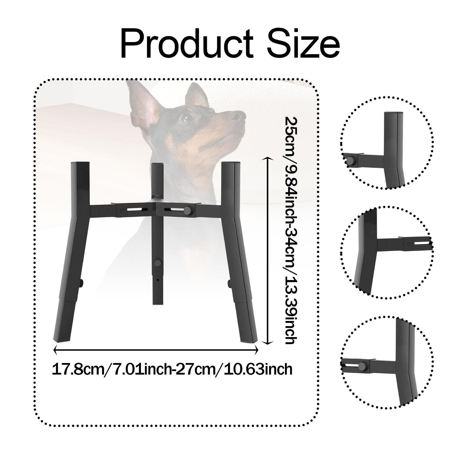 Support pour Gamelle de Chien, Gamelle Non Incluse, en Métal Antidérapant, Largeur Réglable de 18 à 27 Cm, Réglable en Hauteur