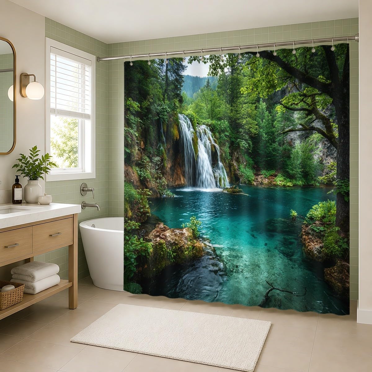 Generico Verde Tenda Doccia 240x200 cm Asciugatura Rapida, Facile da Pulire