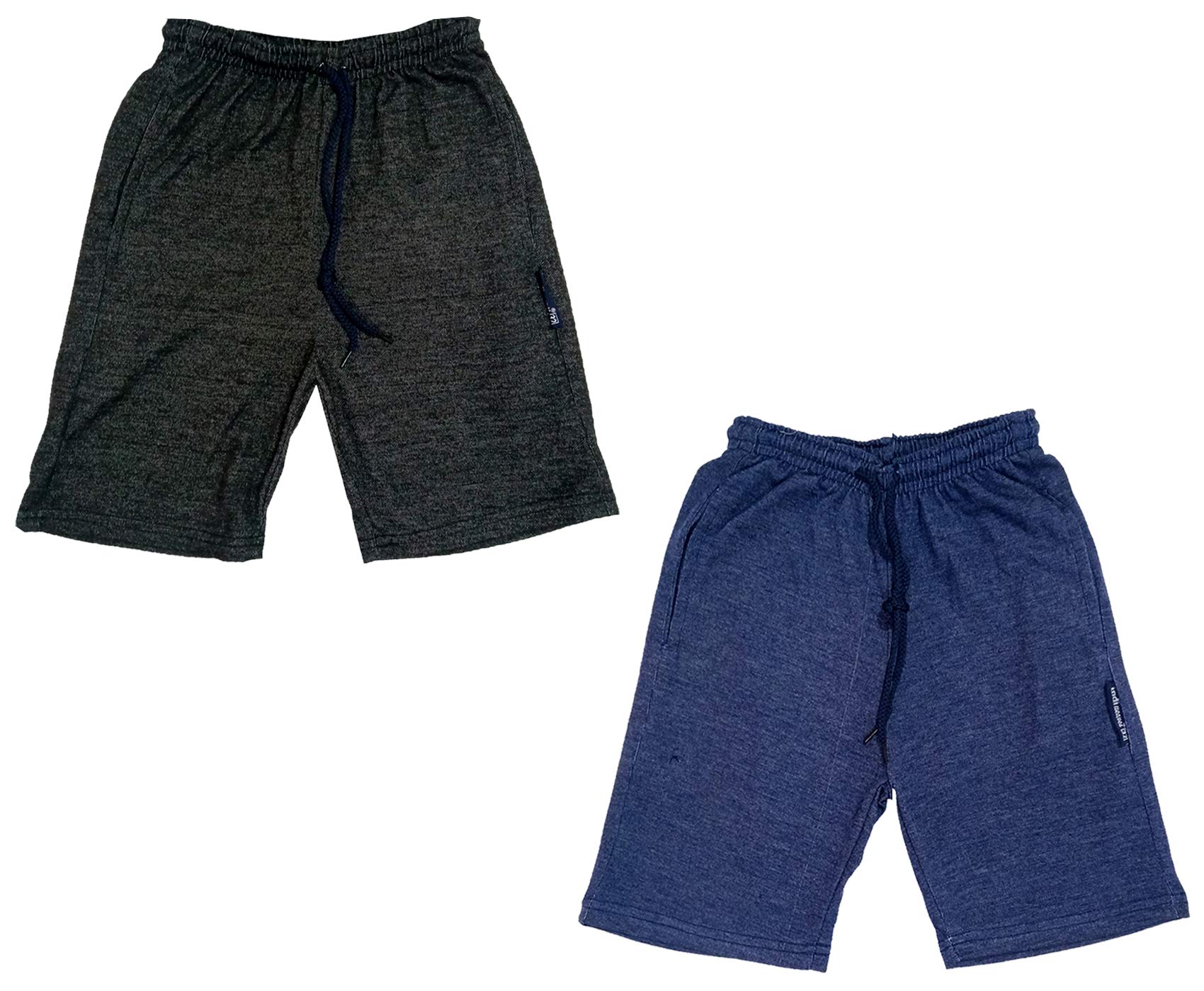 IndiWeavesBoy's Regular Fit Solid Bermuda Shorts Combo Pack of 2, Navy Blue,Black, 10 Years-12 Years