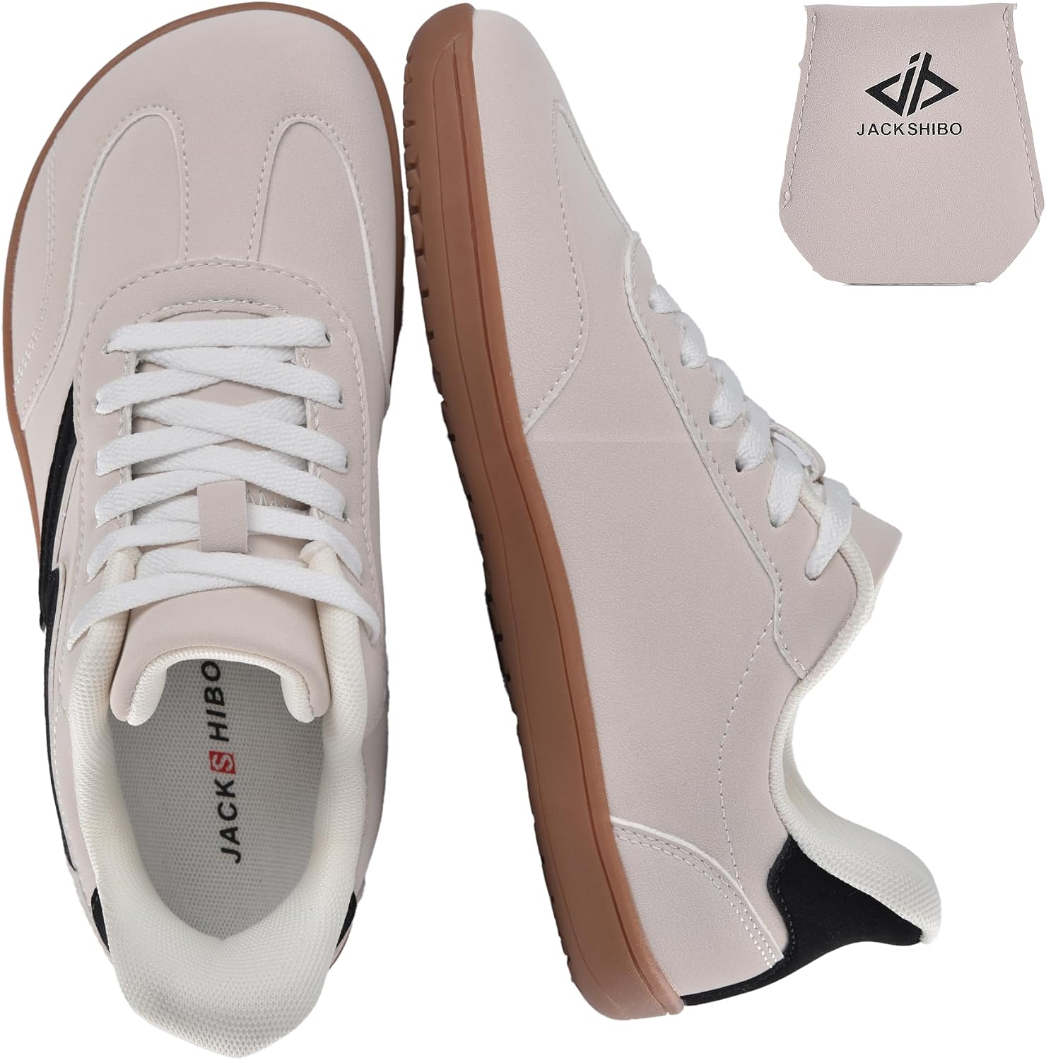 JACKSHIBO Barefoot Shoes Slip in Women Hands Free Wide Toe Box Arch Support Zero Drop Sneakers Slip on Minimalist Shoe Orthopedic Plantar Fasciitis with Metatarsal Pads and Detachable Flip Tongue