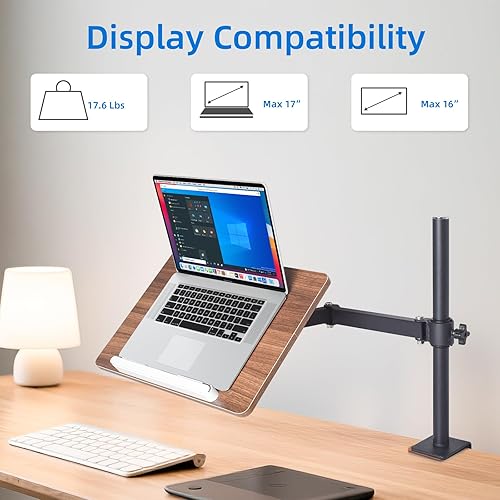 Miniatura 4 de Soporte de libro ajustable con soporte de abrazadera de escritorio, soporte de lectura de madera con brazo de metal, negro