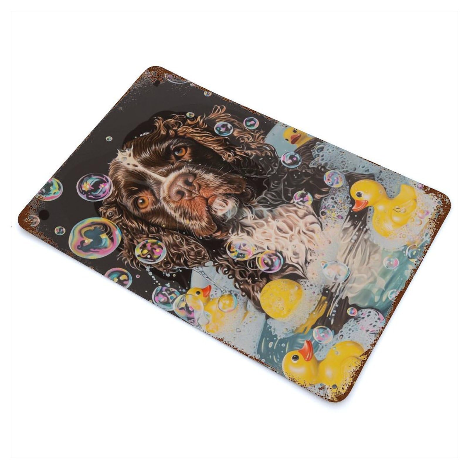 American Water Spaniel Dog 11.8"x7.9" Aged Metal Wall Plaque, Retro Wall Decor for Farmhouse, Kitchen And Entryway Decor