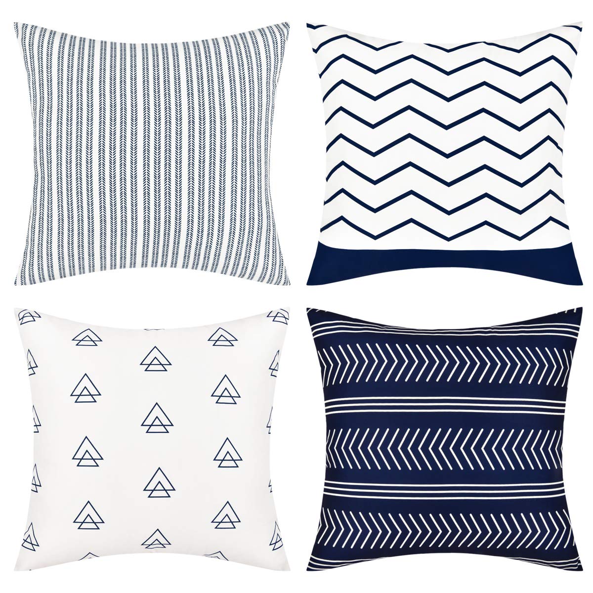 Fascidorm Set of 4 Pillow Covers Throw Pillow Case 18 x 18 Inch Decorations Sofa Throw Pillow Case Cushion Covers Zippered Pillowcase (Blue, 18" x 18")