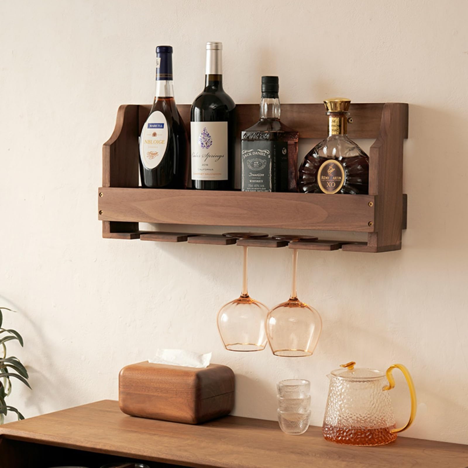 Botellero de pie - Enfriador de Vino de pie - Estante para Botellas de Vino - Vitrina de Madera Maciza - Botellero Decorativo Resistente y Duradero para Bar/Sala de Estar/Taberna (
