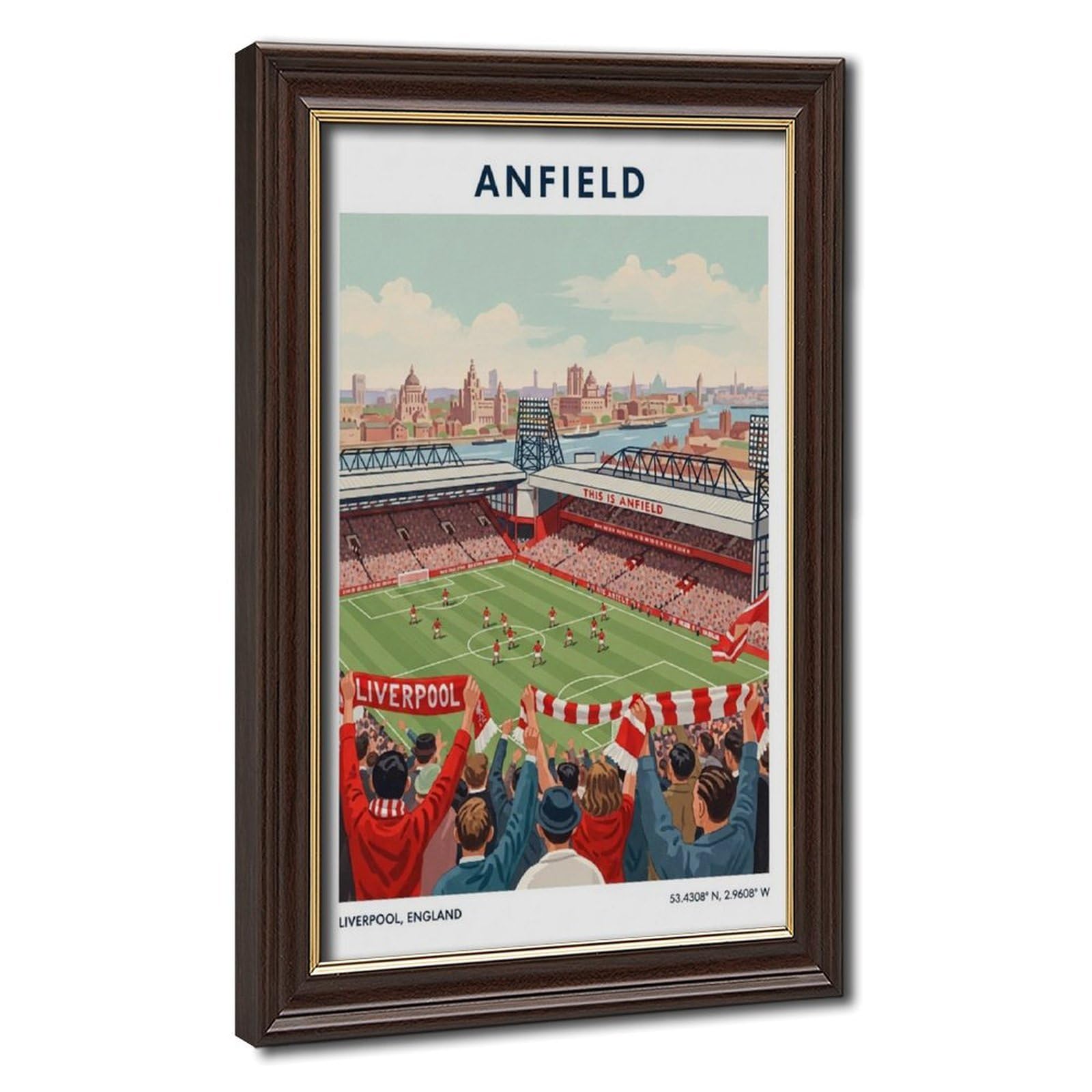 Bareronor Mokume Gane Frame-Style Anfield Liverpool Football Stadium Canvas Poster For Dorm Room Decor Gift