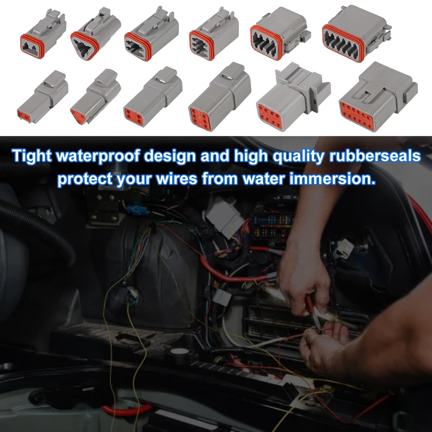 604pcs DT Deutsch Connector Kit, 2 3 4 6 8 12 Pin Gray DT Connectors, Size 16 Stamped Formed Contacts(14-18AWG)/ DT Connector Removal Tool, ST6315 Deutsch pin Connector kit