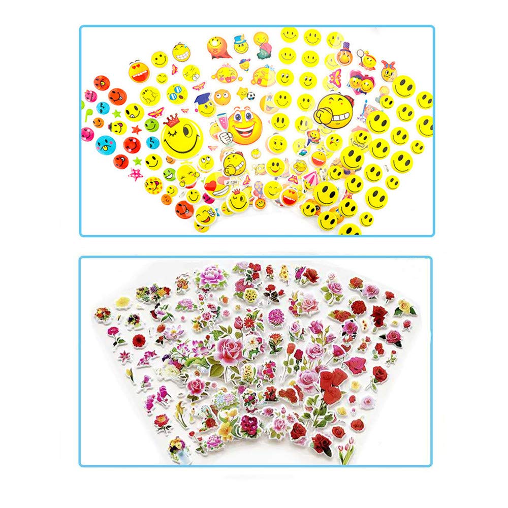 HOWAF 50 Feuilles Plus De 900 Novelty Autocollants 3D Pour Enfant, Fille, Garcon, Gommettes Stickers Enfant Récompenser Scrapbooking, Lettres, Coeur, Papillon, Fleur Et Plus
