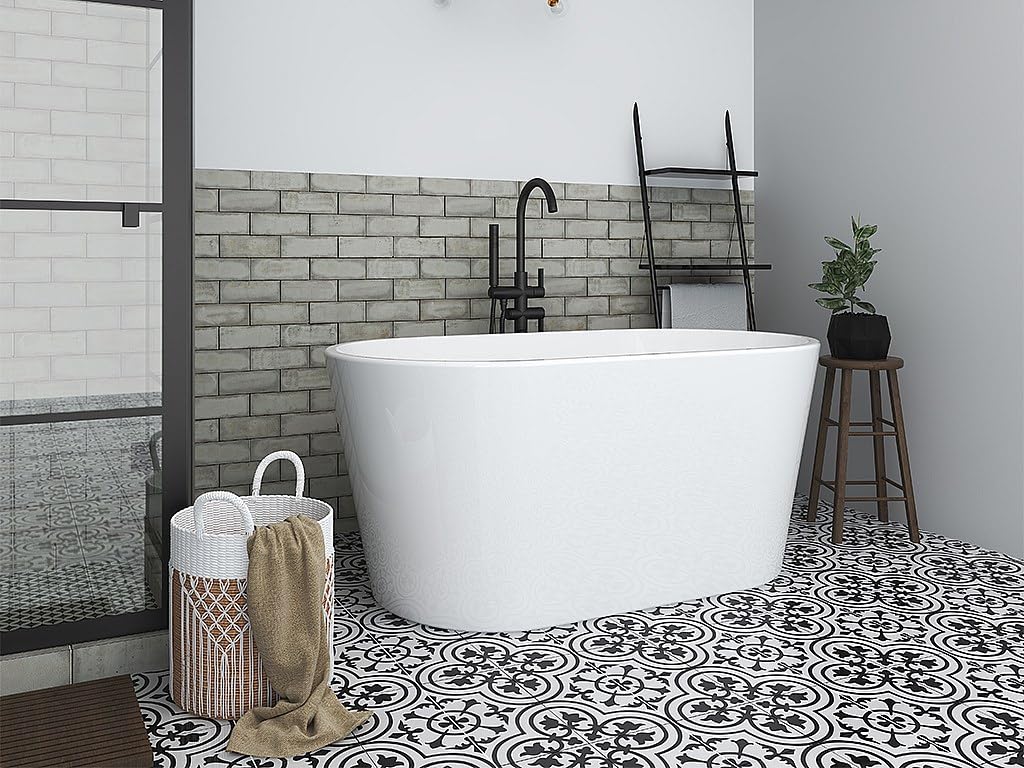 Vente-unique - Vasca da bagno freestanding 1 posto Apogon - acrilico - bianco