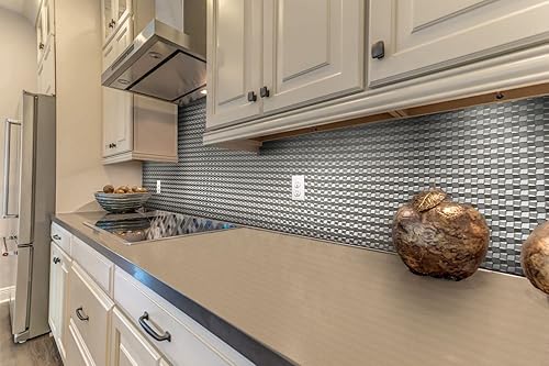 Miniatura 4 de Retro-Art 703529 - Paneles de pared 3D para cocina, paquete de 6, formas geométricas cuadradas en bronce plateado cobre, PVC, 24.5 x 18.5 pulgadas,