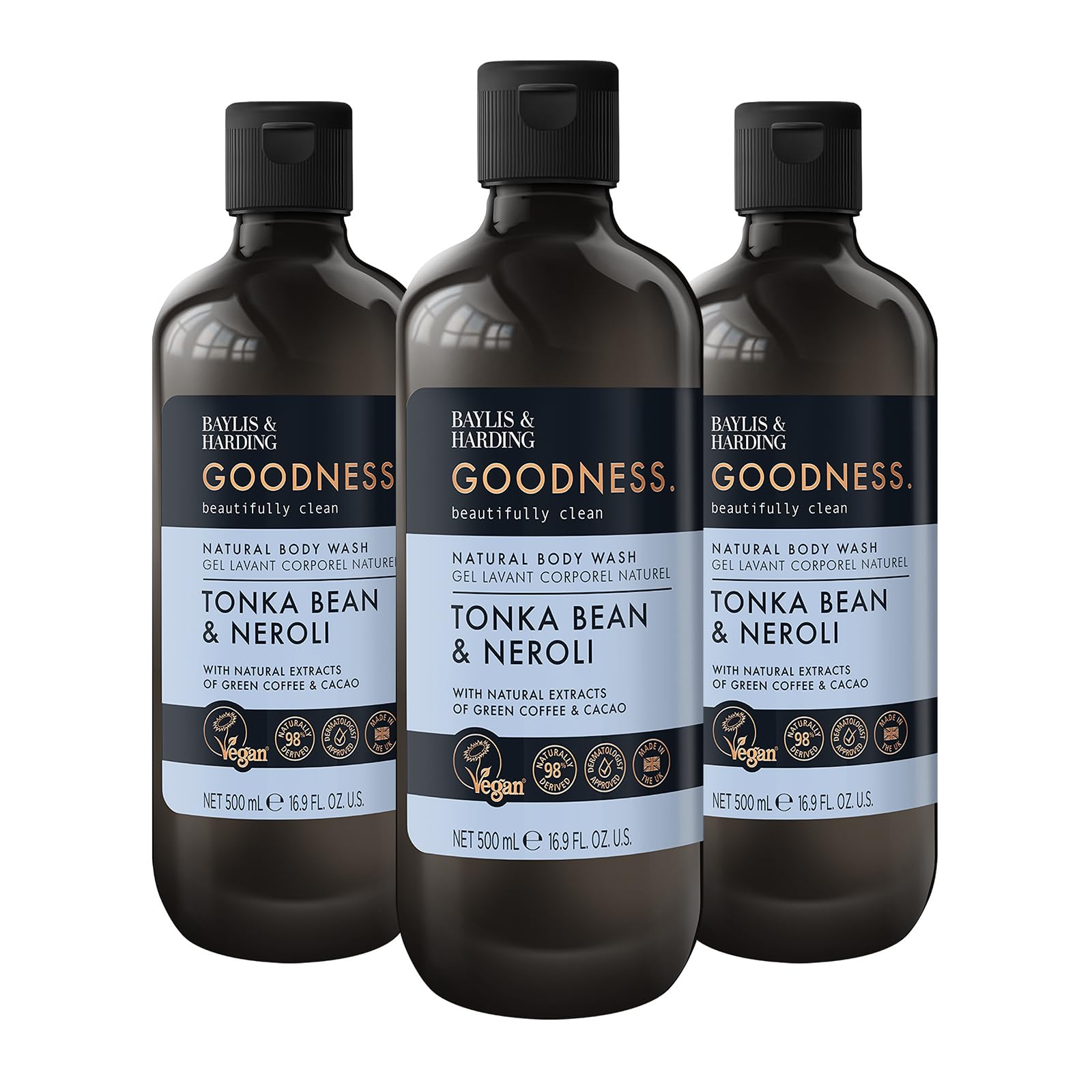 Baylis & Harding Goodness Natural Body Wash 500ml 3 pack