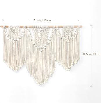 Macrame Wall Hanging Large Woven Tassel Tapestry Beige Boho Wall Art Decor