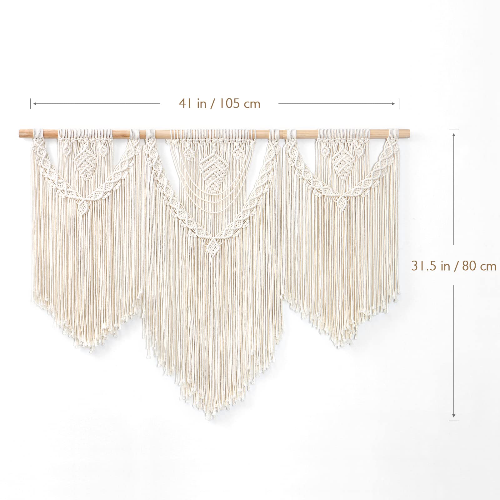 Dremisland Macramè Appeso a Parete Fatto a Mano Grande Boho Tessuto Arazzo Foglia Nappa Arte Cotone Corda Macramè Decorazione della Parete per Camera da Letto Soggiorno Sfondo