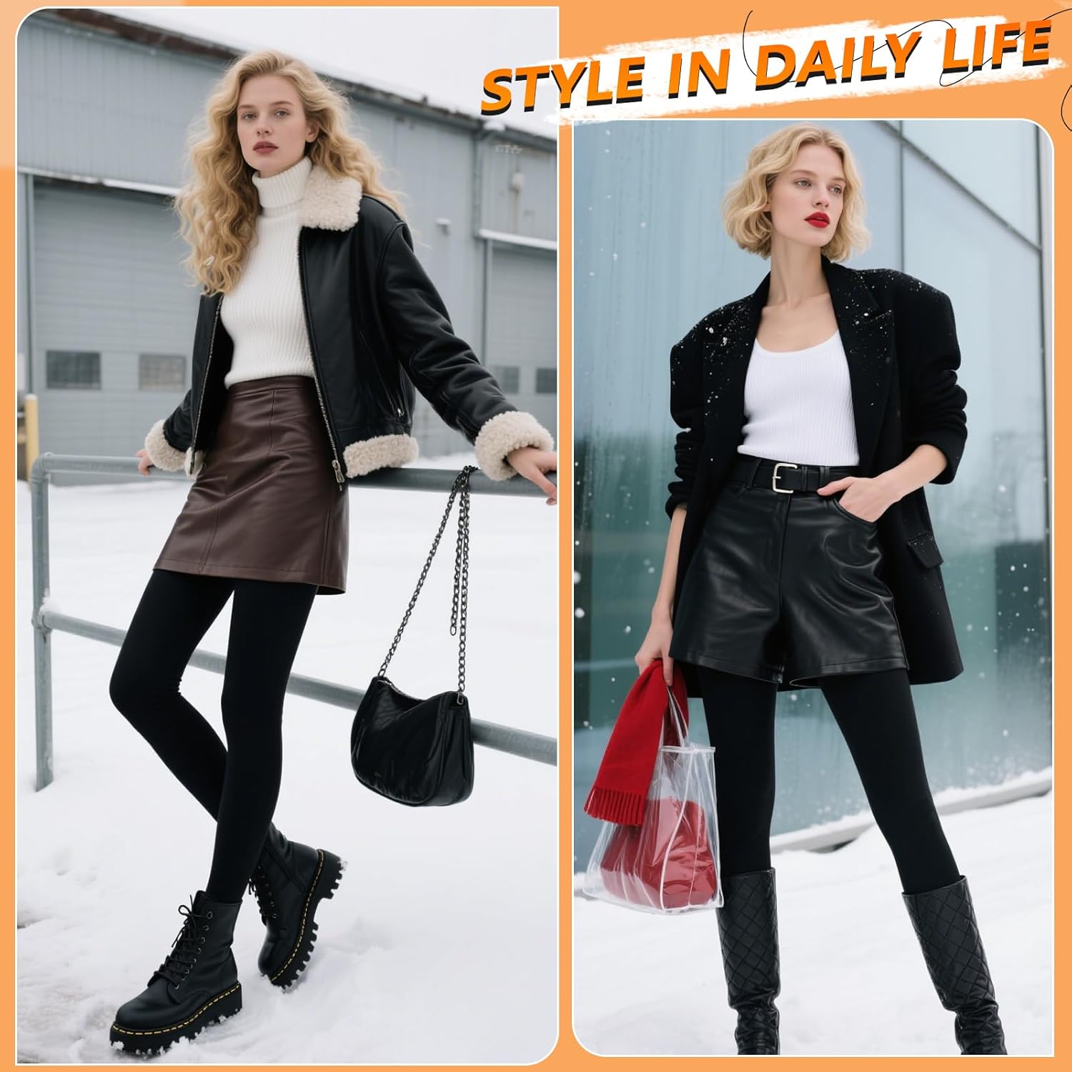 HONENNA Colorful Womens Fleece Lined Tights High Waisted Opaque Winter Thermal Pantyhose, Medias Termicas Para Mujer - Image 7