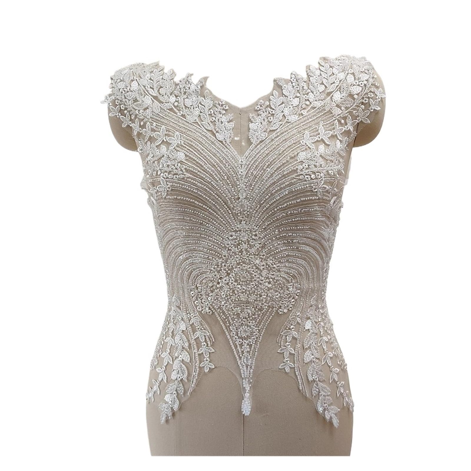 Apliques de encaje con abalorios Tela de encaje con cuentas, borde Floral, vestido novia, falda Cheongsam, prenda, apliques ahuecados, parche decoración frontal hecho a mano DIY