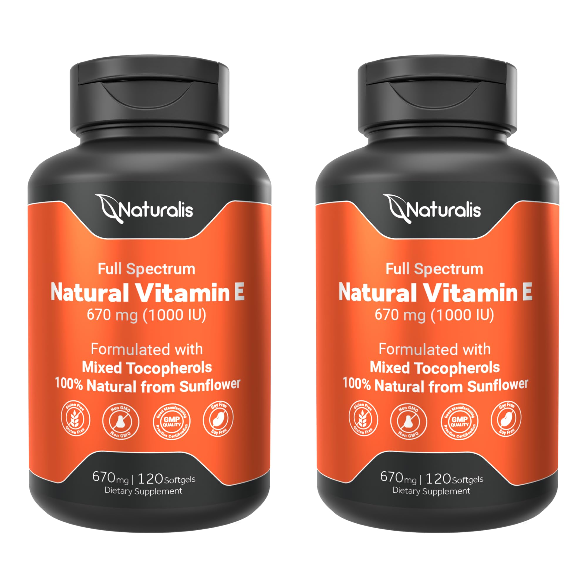 Naturalis Sunflower Vitamin E 670mg (1000 IU) with Mixed Tocopherols | Essential Skin Vitamin & Immune Support | Non-GMO, Soy & Gluten Free | 120 Softgels — Amazon image 9