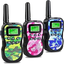 Kids Walkie Talkie 3 Pack, 3 Kilometers Long Range, Birthday Gifts, Outdoor Walkie Talkies Toys for Kids Ages 3-12 with VOX, Flashlight, 8 Channels and LCD Screen