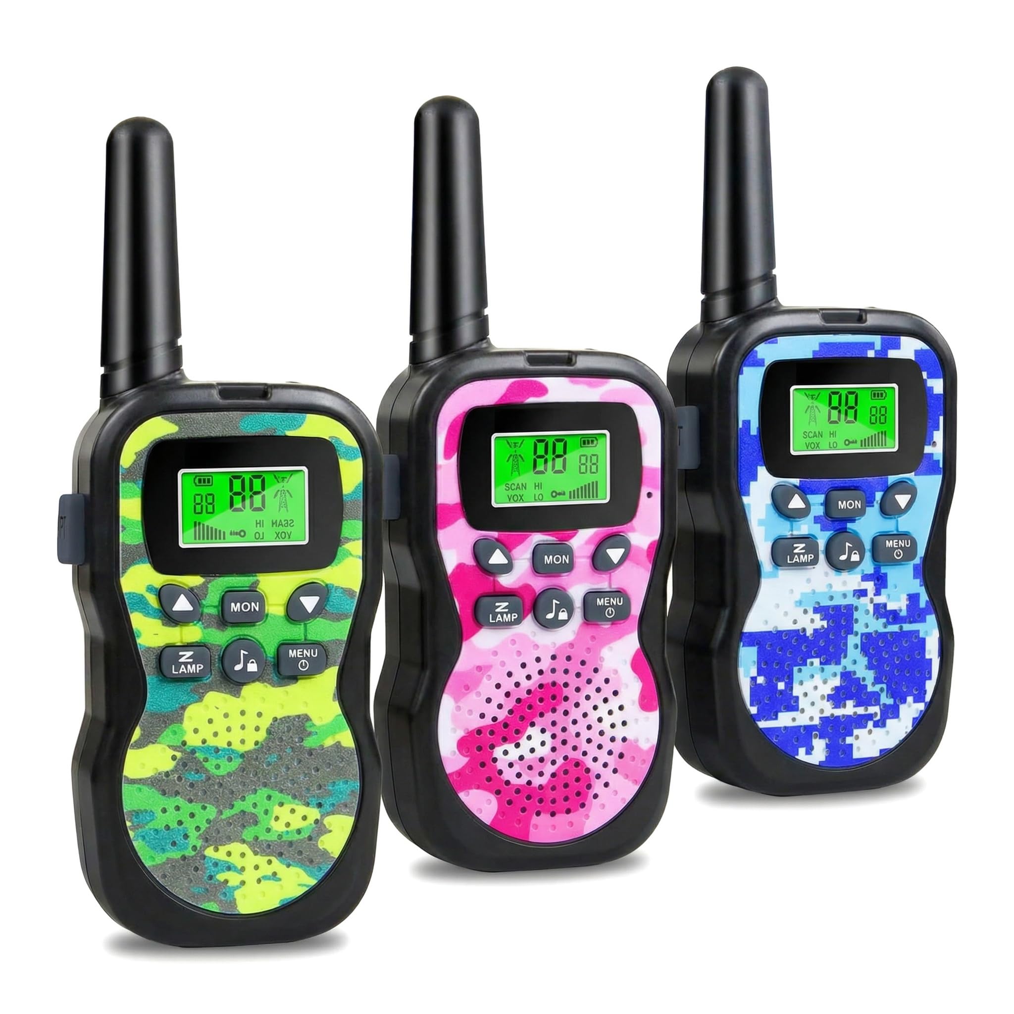 3Pcs Walkie Talkies for Kids, Camouflage Exterior 8 Channels Kids Toys Gifts for Boys Girls Ages 3-12 Birthday Presents Christmas Xmas, with LED Flashlight for Outdoor Hiking Camping Games