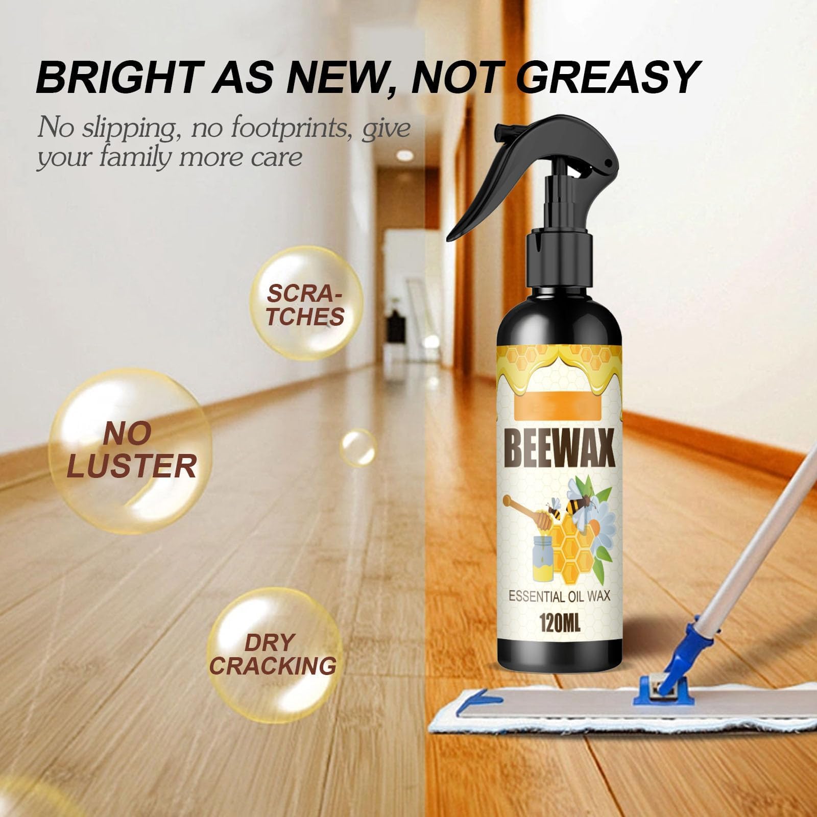 Spray de cera de abeja micromolecularizada natural, spray de cera de abeja molecularizada, spray de pulido de muebles de cera de abeja natural, limpiador de muebles de cera de abejas (8 piezas)