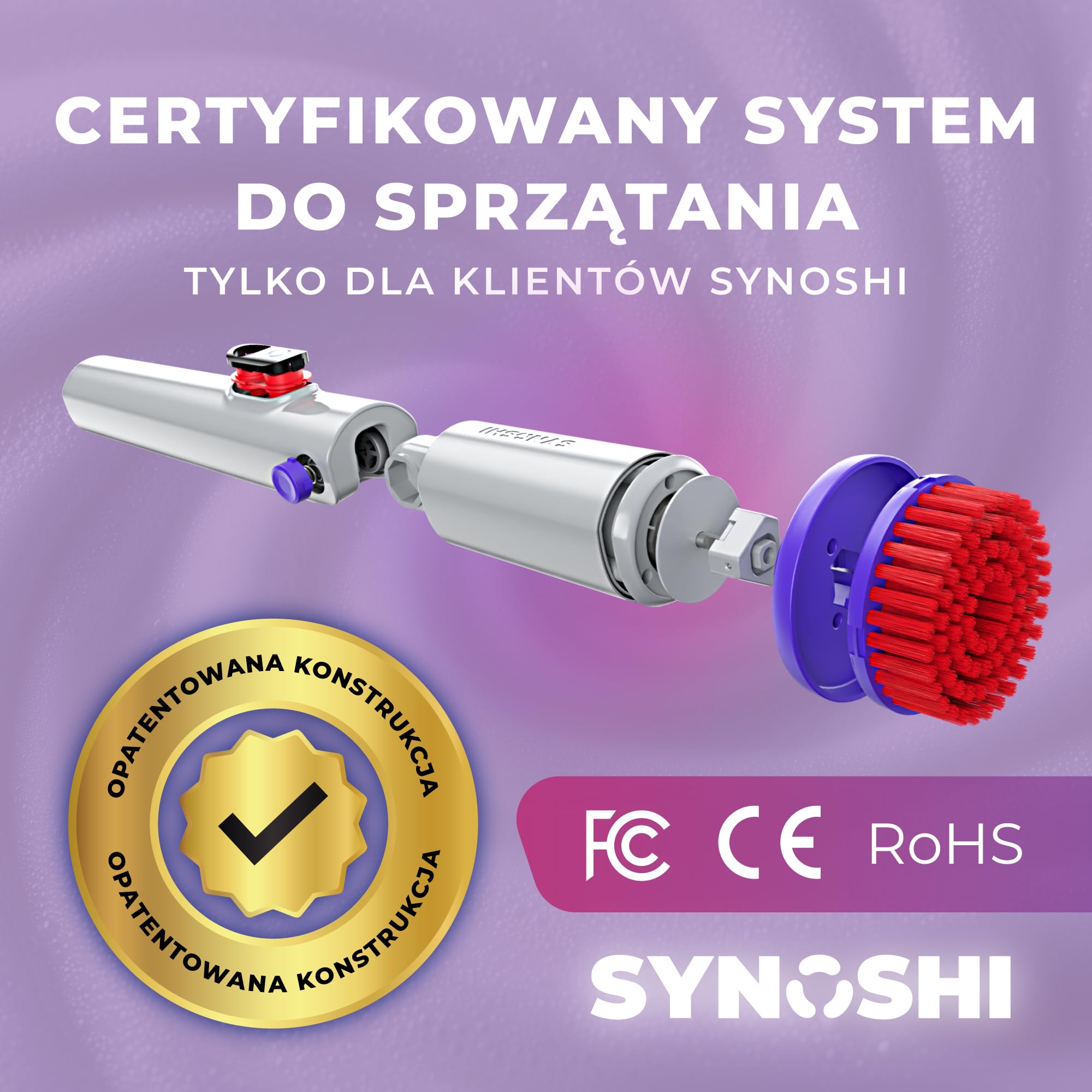 Synoshi Pro Elektryczna Szczotka Obrotowa Power Spin do Domu | Wodoodporna, wysokowydajny silnik. Do łazienki, grilla i mebli ogrodowych.