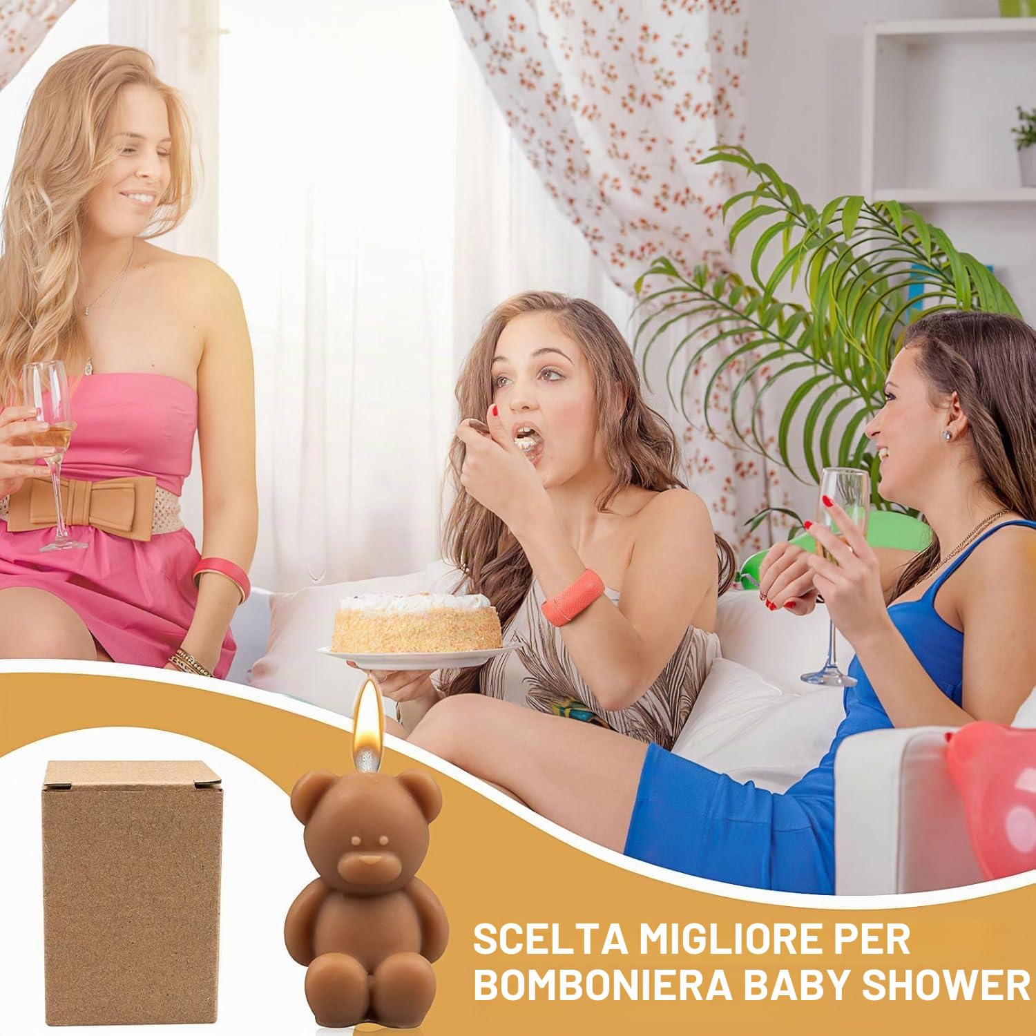 30 Candele Regalo per Invitati alla Baby Shower, Candele Decorative a Forma di Orso, Regali per Nascita, Battesimo, Compleanno, Cera d’Api in Massa per Festa e Decorazione (Bianco, Rosa, Marrone Scuro