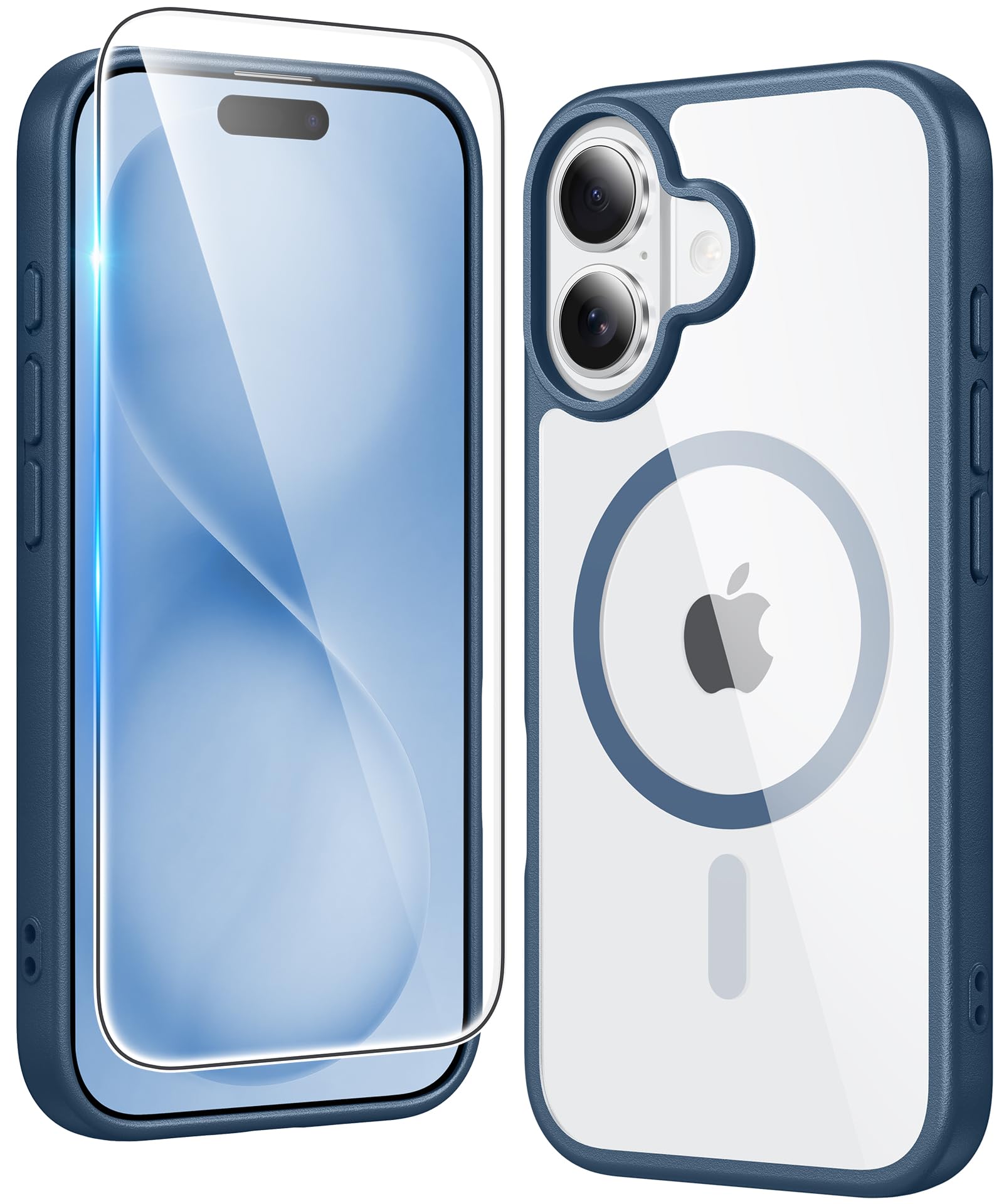 FNTCASE for iPhone 16 Plus Case Compatible with Magsafe Clear Phonecase | Screen Protector, Military Grade Drop Protection, Slim Magnetic Phone Cases, Shockproof Bumper, Transparent Cell Cover