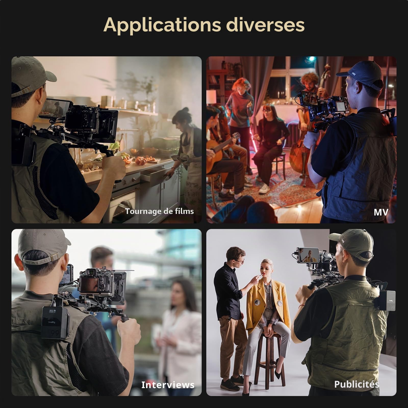 SMALLRIG Kit de Support d'épaule(Version Classique), Tiges de 15 mm à Double Poignée, Support Vidéo Universel pour épaule avec Fixation Rapide pour Arca,pour Caméscope DSLR -4480B