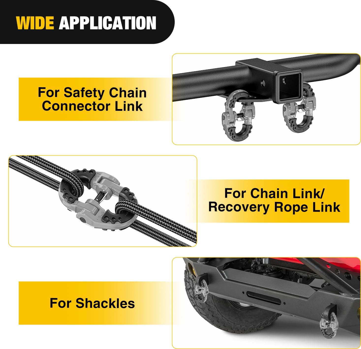 Nilight Safety Chain Connector Link, 1/2In Tow Hitch Hammerlock Coupling Link, 2 Pcs Forged Steel Tow Chain Connector for Chain Link/Recovery Rope Link/Shackle, 12000 lbs Load Limit, Grey