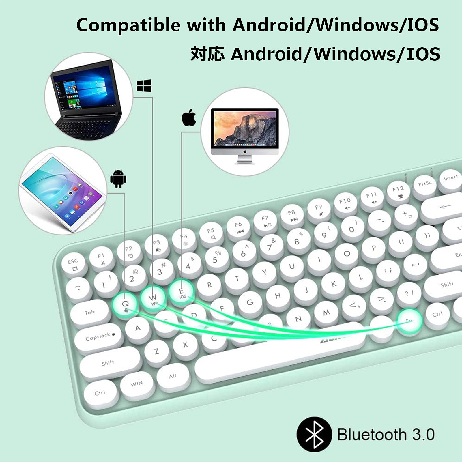 Ajazz ブルートゥース タブレット用キーボード かわいい レディースキーボ Ajazz ブルートゥース タブレット用キーボード かわいい レディース