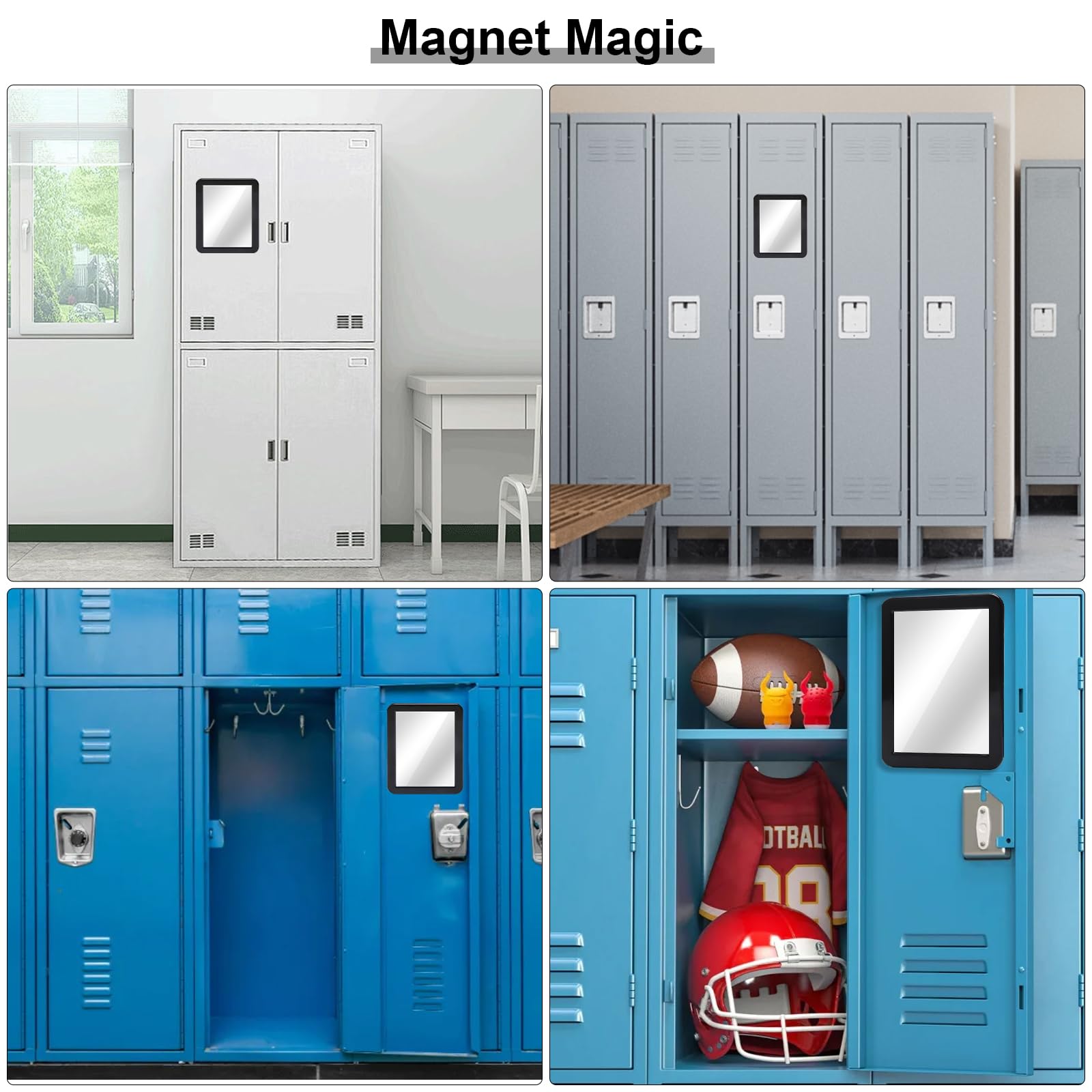 Specchio Magnetico Per Armadietto, Acrilico Con Supporto Magnetico Forte, Senza Cornice, Per Scuola, Ufficio, Trucco, Rettangolare - 2
