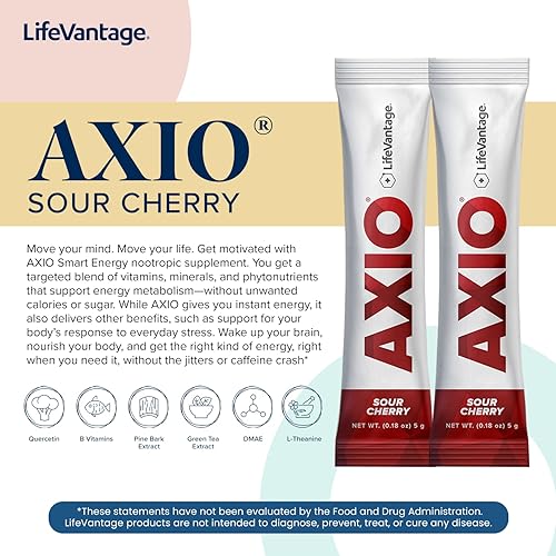 Miniatura 3 de LifeVantage AXIO - Bebida energética regular en polvo, suplemento nootrópico, apoyo para el enfoque y el estado de ánimo, con L-teanina, té verde,