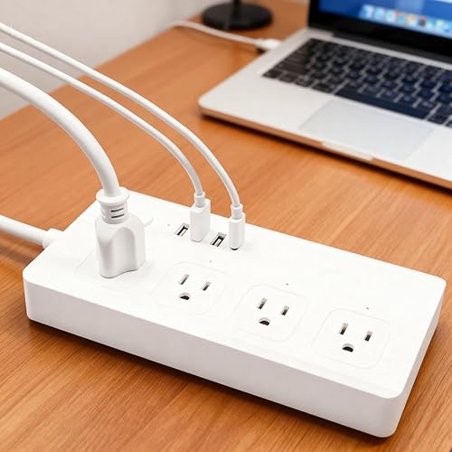 Miniatura 8 de Zigbee Smart Power Strip Protector contra sobretensiones, cable de extensión con 4 salidas de CA controladas individualmente y 4 puertos USB,