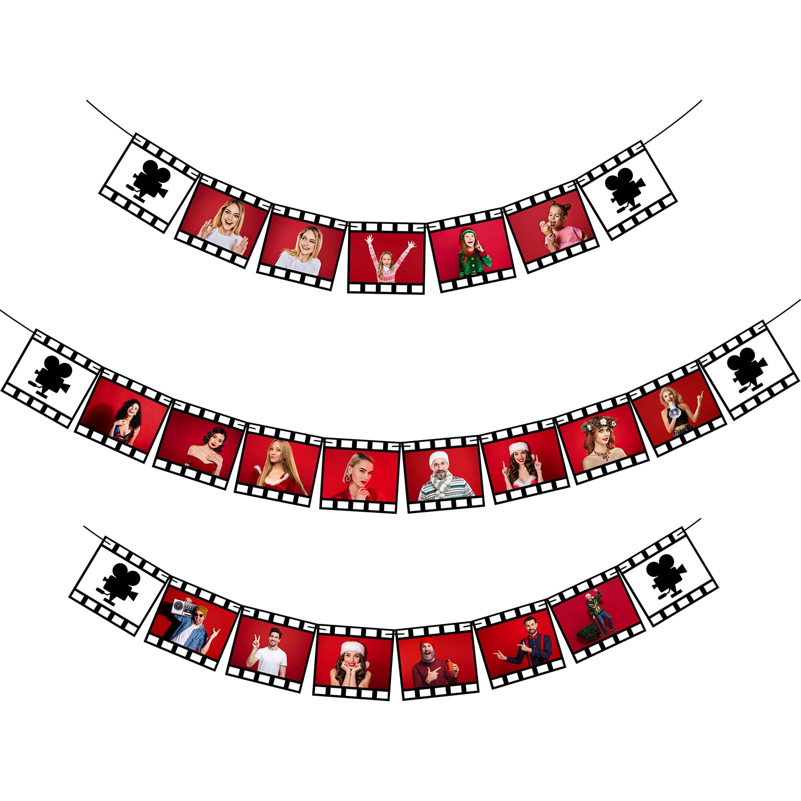Panelee 3 Pcs Movie Night Photo Banner, Filmstrip Banner Sign for Movie Night Party Decorations Birthday Supplies