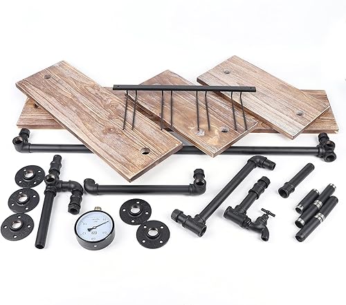 Miniatura 9 de mignonnememe Estantes flotantes, estantes industriales de tubería, estantes de pared de 4 niveles, estante de almacenamiento, soporte para artículos