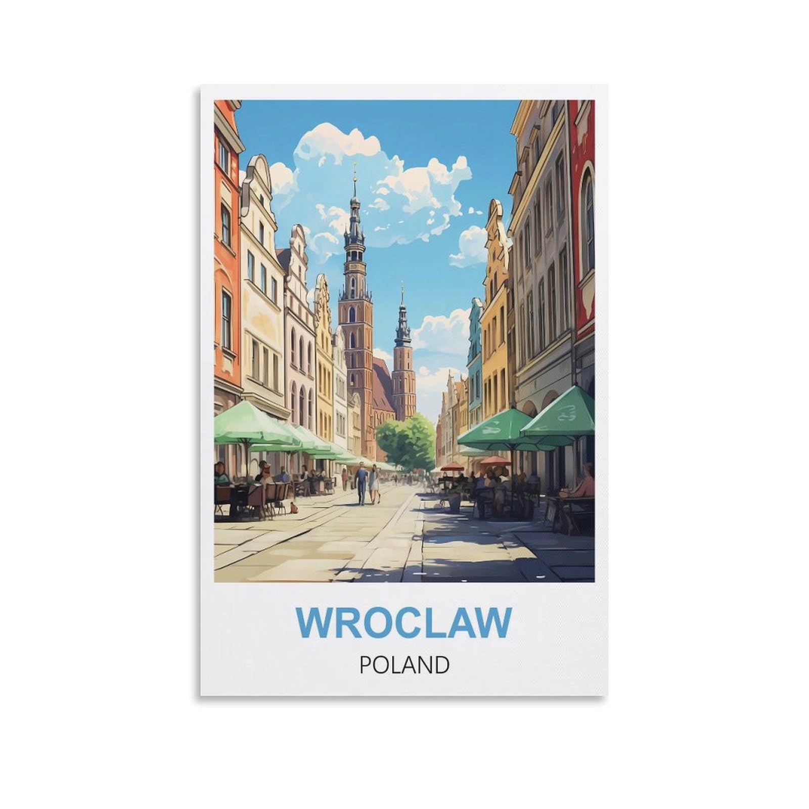 WGMDOEE Wroclaw Poland Vintage Travel Posters 08x12inch(20x30cm) Canvas Poster Living Room Wall Art Home Decor
