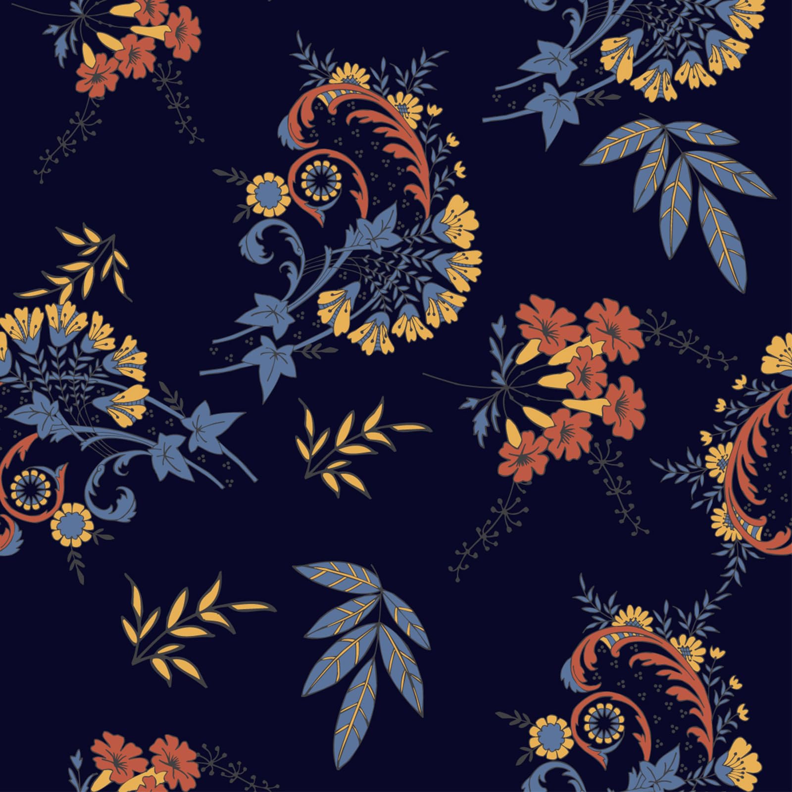 Papier peint floral exotique vintage à décoller et coller motif foncé