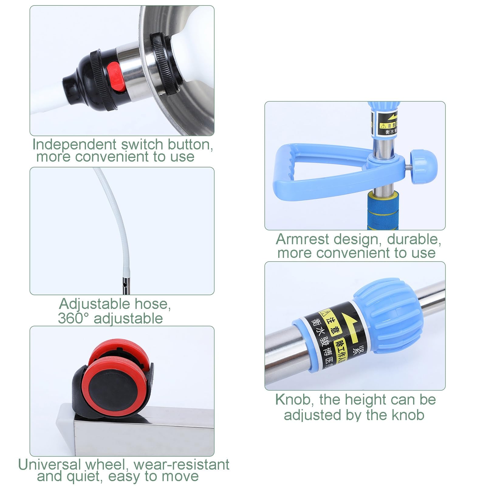 Lámpara de Examen Médico LED, Lámpara Quirúrgica Dental de Pie de Tipo Móvil con Altura Ajustable, Lámpara Quirúrgica de Pie de Tipo Mascota con Ángulo Ajustable de 360°, Base Móvil y Ruedas