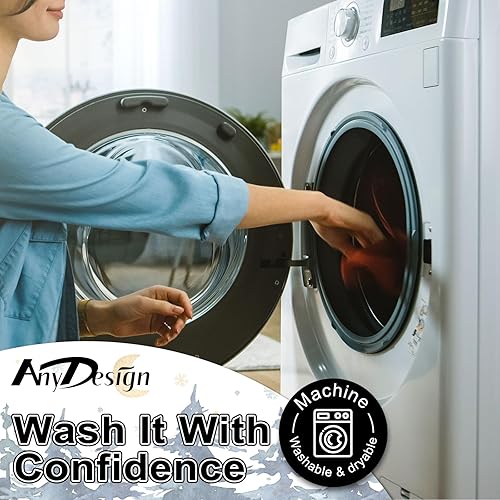 Miniatura 3 de AnyDesign - Paquete de 2 toallas de cocina de invierno, acuarela, bosque azul, reno, copo de nieve, toalla de cocina de secado a mano para cocinar,