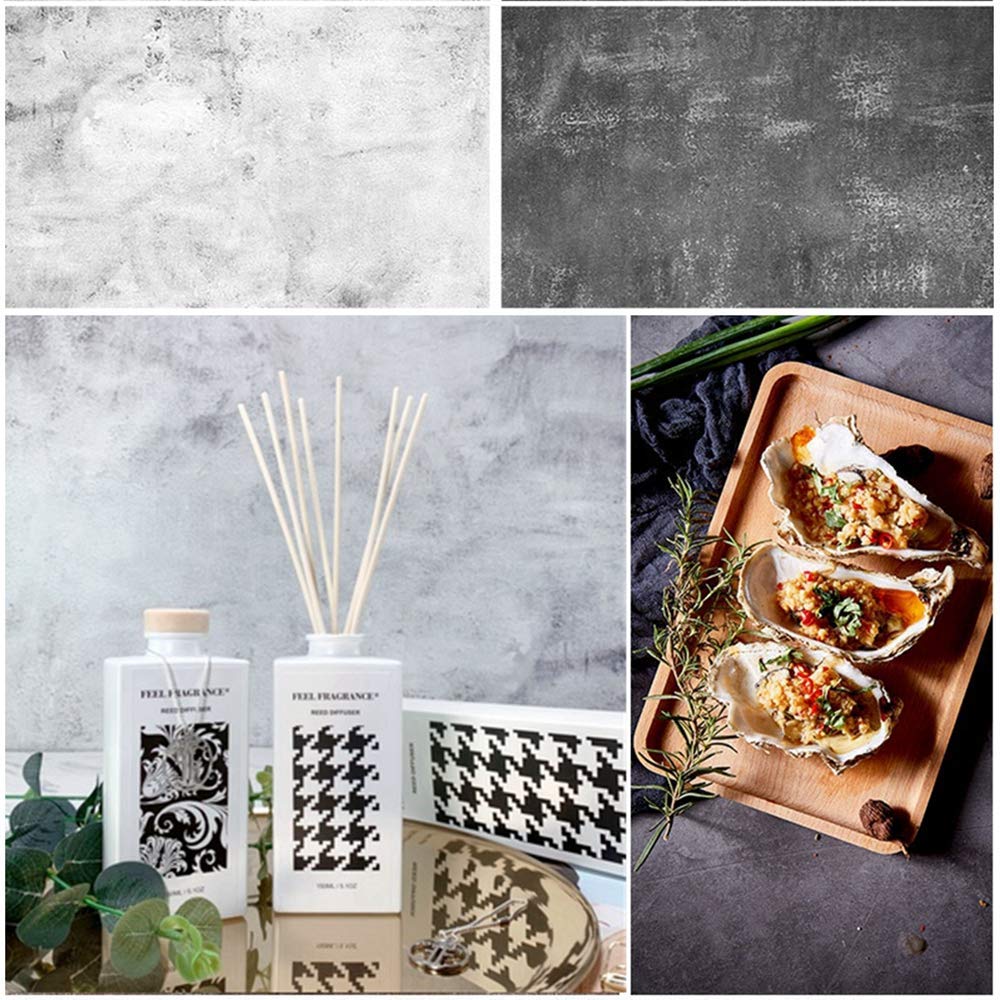 56x89cm 2 in 1 Food Photography Backdrop Background Cement Texture Paper Photo Studio for Flat Lay Product Props Jewelry Cosmetics YouTube Video Shooting Vlog, Double Sided Pattern