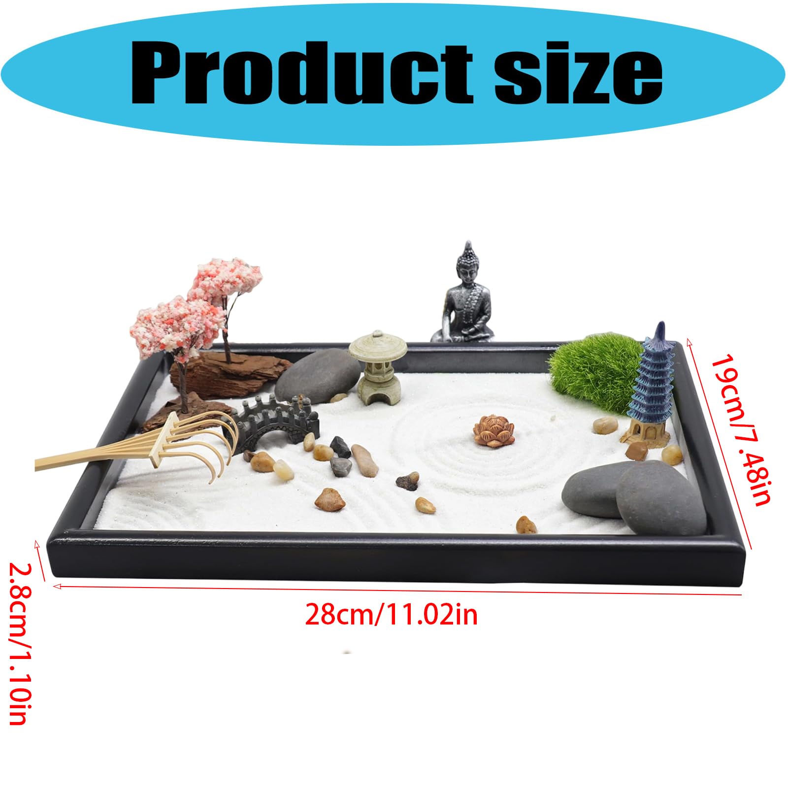 PANFHGFG Set creativo scatole da giardino con arte della sabbia in miniatura per decorazioni personalizzabili e spazio personale per relax a casa, ufficio, scatola sabbia da scrivania