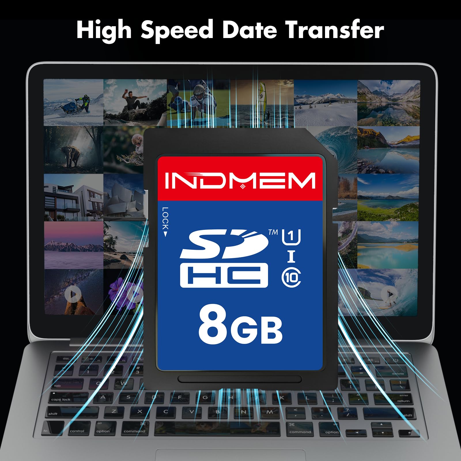 Tarjeta SD de 8 GB, 1 paquete de tarjeta de memoria flash UHS-I U1 Clase 10 8G SDHC compatible con cámara digital, computadora, cámaras de rastreo