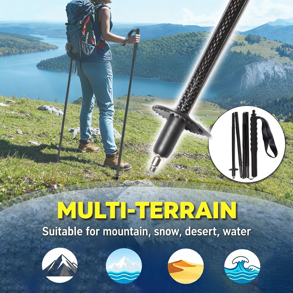 Ultralekkie kije trekkingowe z włókna węglowego, 5 części, zestaw 2 sztuk, sprzęt wspinaczkowy, czapka turystyczna, oddychająca, z pokrowcem