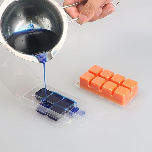 Miniatura 6 de MILIVIXAY 25 paquetes de 8 cubos de cavidad, recipientes de cera derretida para tartas, moldes de cera de plástico vacíos transparentes para derretir