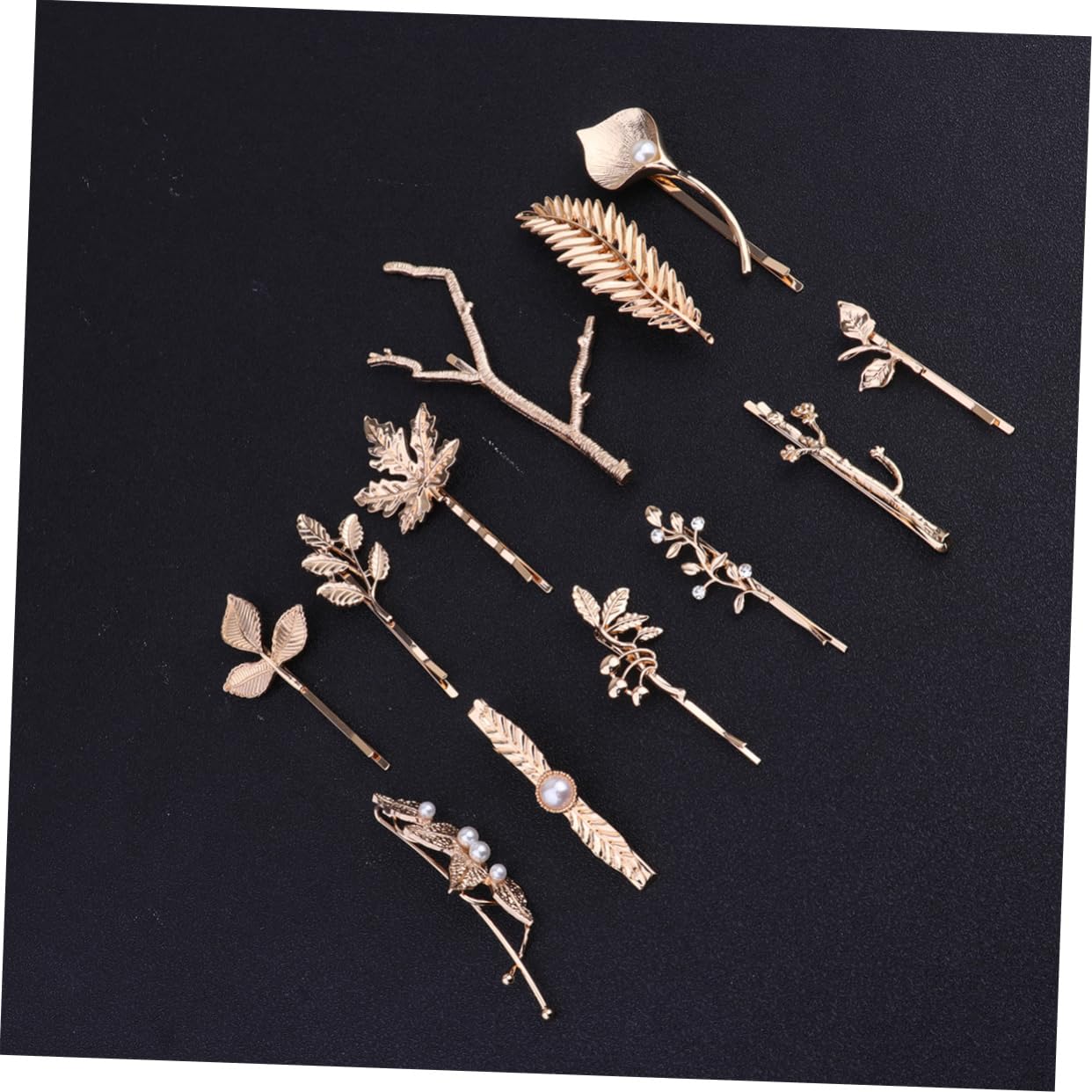 DOITOOL Piezas decoración de oro tocado de cristal pasadores para niñas pinza para el cabello de hoja pinza de pelo de aleación sucursal Accesorios para el cabello sombrerería horquilla