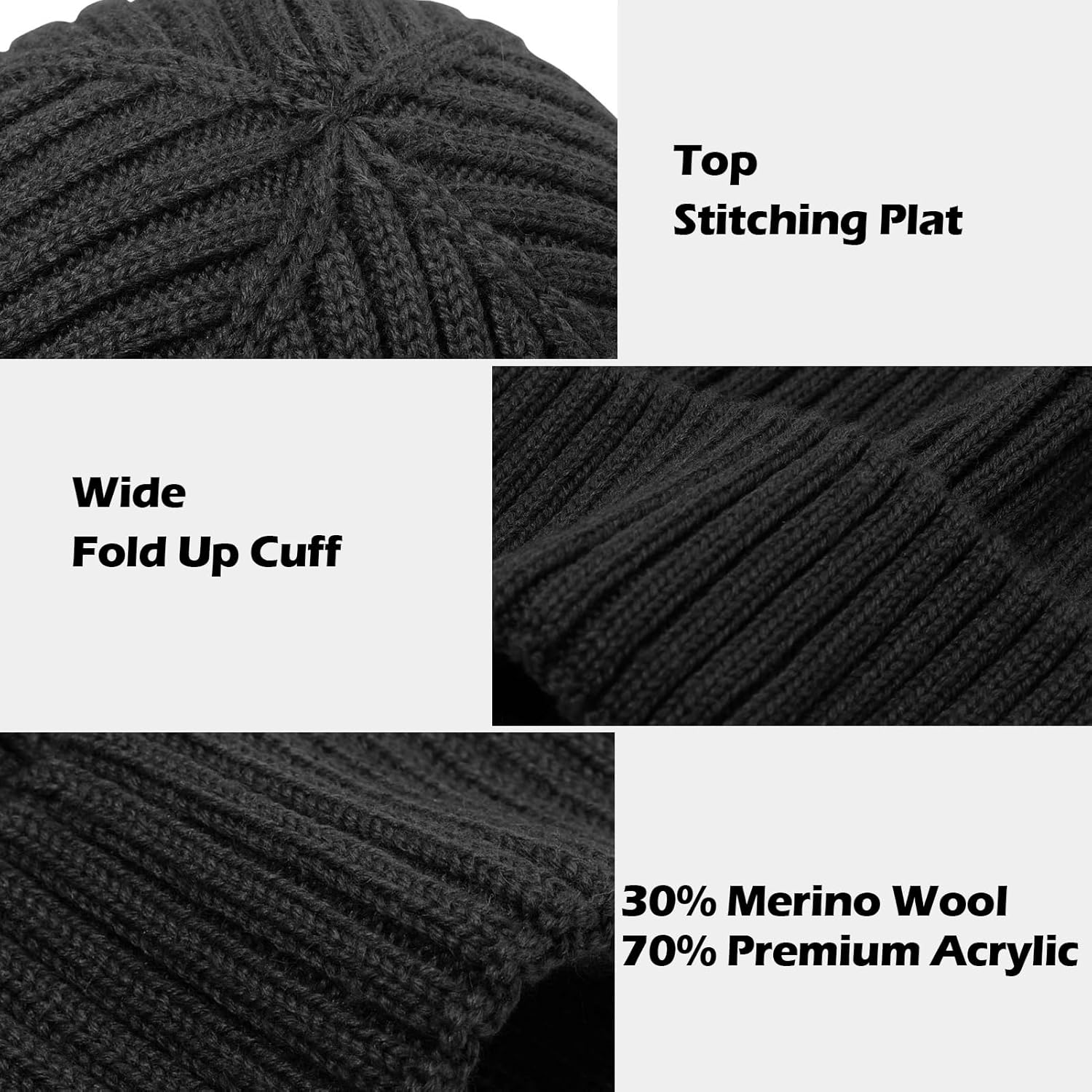 ACTLATI Kids Merino Wool Beanie Hat Winter Boys Girls Ribbed Knit Beanies Caps Unisex Cuffed Skull Caps 7-14 Years - Image 4