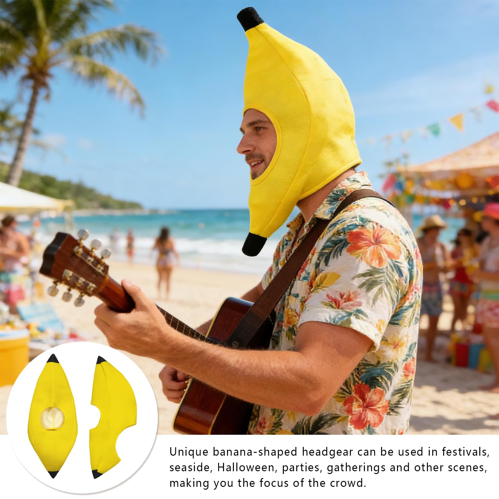 GYIOFAI Banana Hat, Funny Banana Yellow Hat, Men and Women Novelty Cosplay Headwear, Theme Party Photo Props Costume - Image 4