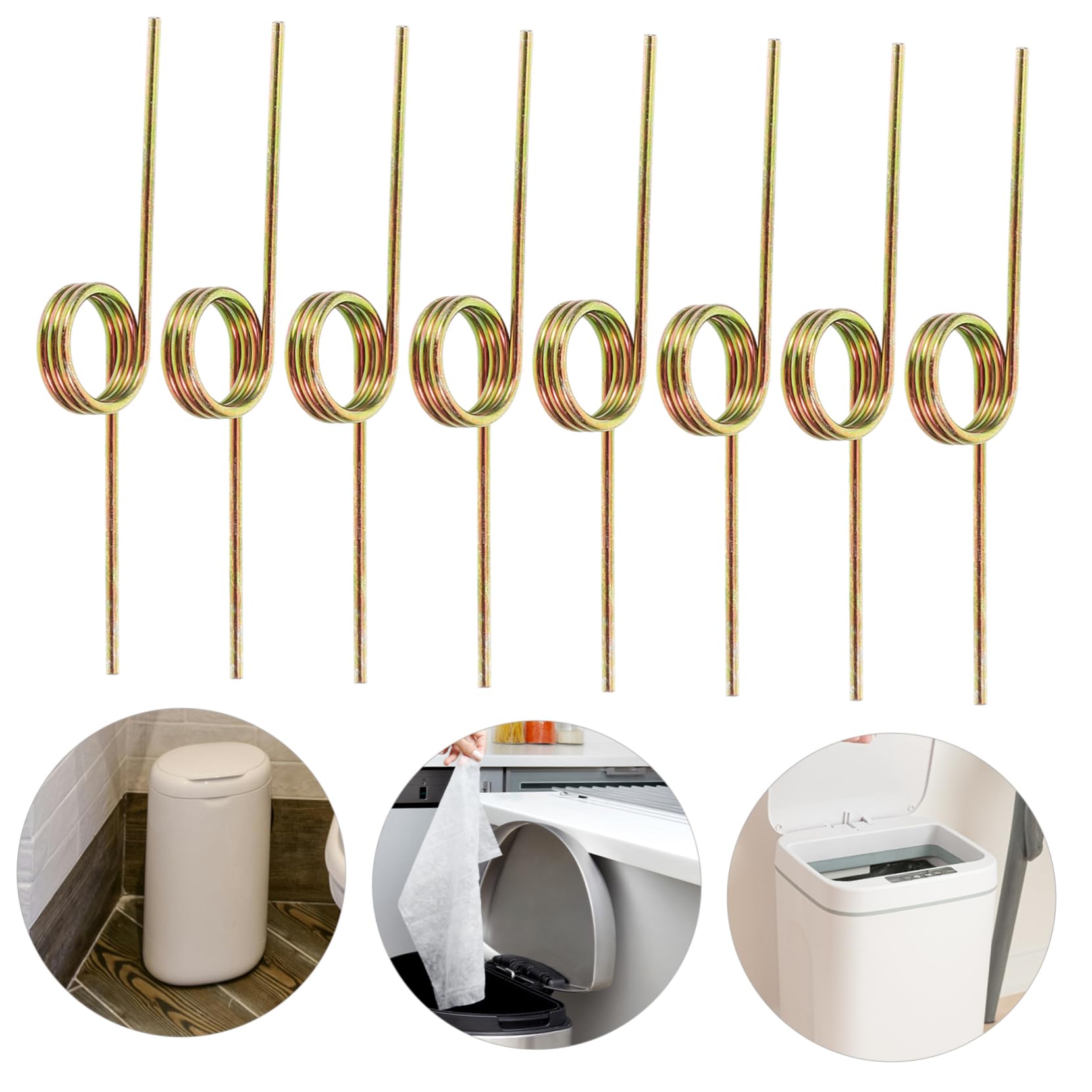 Garneck Resorte de Torsión para Tapa de Bote de Basura, 10 Piezas de Resorte Metálico Resistente de Zinc Niquelado, Compatible Contenedores de Basura Tapa Abatible