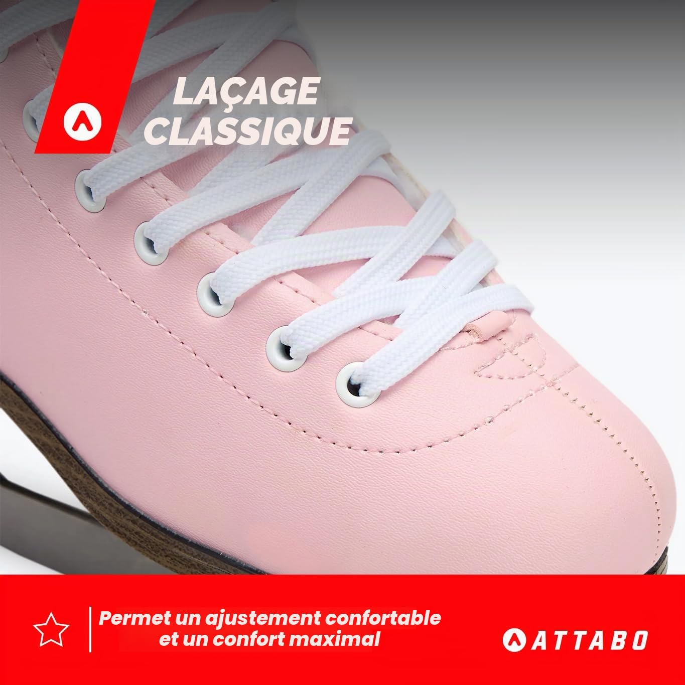 ATTABO Patins à glace ISLA pour enfants - Rose - Taille 31-36 EU - Patins en acier inoxydable - Idéal pour les débutants ou les confirmés - Dessus en PVC - Support solide de la cheville - Stabilité et