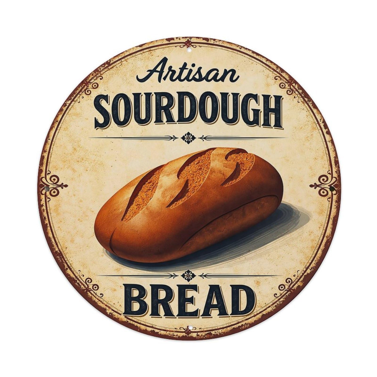 Artisan Sourdough Bread Label Design Metal Tin Sign Plaque